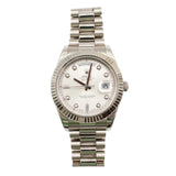 Rolex - Pre-owned White Gold Day-Date 41 Silver Diamond Dial 218239
