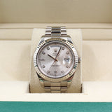 Rolex - Pre-owned White Gold Day-Date 41 Silver Diamond Dial 218239