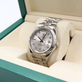Rolex - Pre-owned White Gold Day-Date 41 Silver Diamond Dial 218239