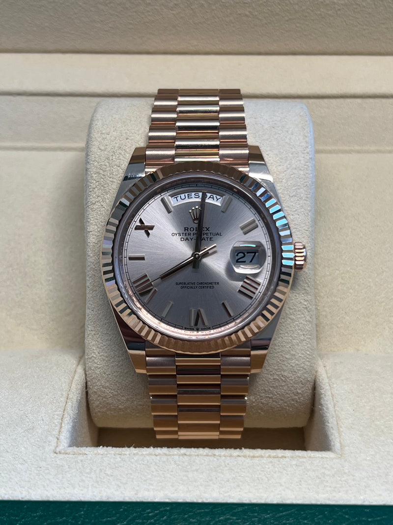 Rolex - Pre-owned Rose Gold Day-Date Presidential Sundust 228235