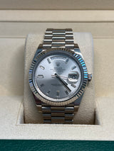 Rolex - Pre-owned White Gold Day-Date Presidential Silver Baguette Dial 228239