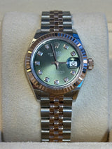 Rolex - Unworn Two Tone Rose Gold Lady-Datejust 28mm Green Diamond Dial Jubilee Bracelet 279171