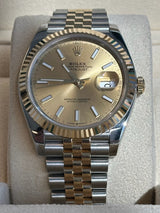 Rolex - Pre-owned Two Tone Yellow Gold Datejust 41 Champagne Index Dial Jubilee Bracelet 126333
