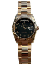 Rolex - Pre-owned Rose Gold Day-Date 36 Black Arabic Dial 118235