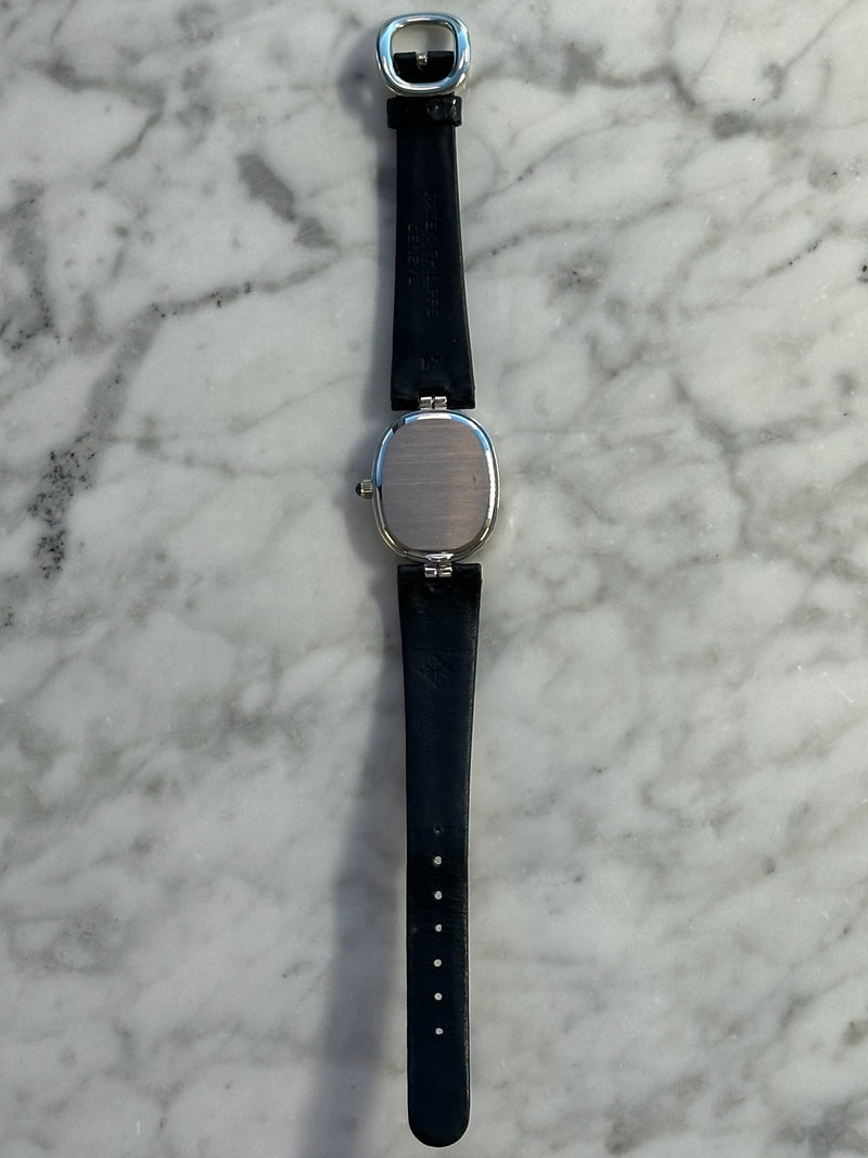 Patek Philippe - Pre-owned White Gold Golden Ellipse Blue Dial Diamond Bezel 4882