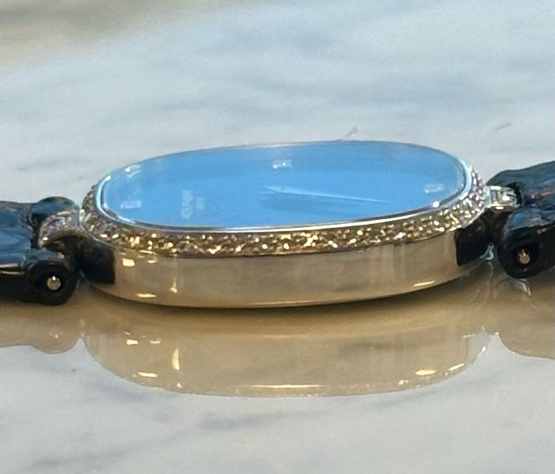 Patek Philippe - Pre-owned White Gold Golden Ellipse Blue Dial Diamond Bezel 4882