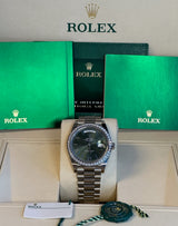 Rolex - Unworn White Gold Day-Date 40 Presidential Green Dial Diamond Bezel 2282349RBR