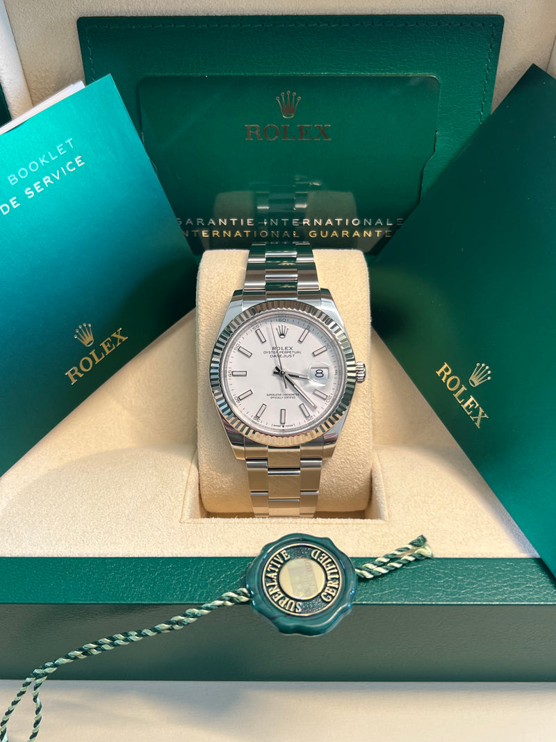 Rolex - Pre-owned Datejust 41mm White Roman Dial Oyster Bracelet 126334