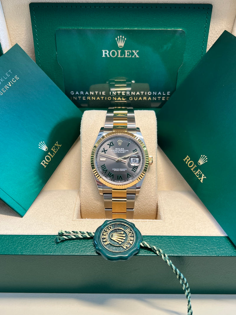 Rolex - Pre-owned Two Tone Yellow Gold Datejust 36mm Wimbledon Dial 126233