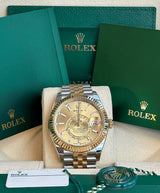 Rolex - Pre-owned Two Tone Yellow Gold Sky-Dweller Champagne Dial Jubilee Bracelet 336933