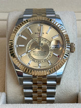 Rolex - Pre-owned Two Tone Yellow Gold Sky-Dweller Champagne Dial Jubilee Bracelet 336933
