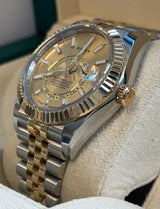 Rolex - Pre-owned Two Tone Yellow Gold Sky-Dweller Champagne Dial Jubilee Bracelet 336933