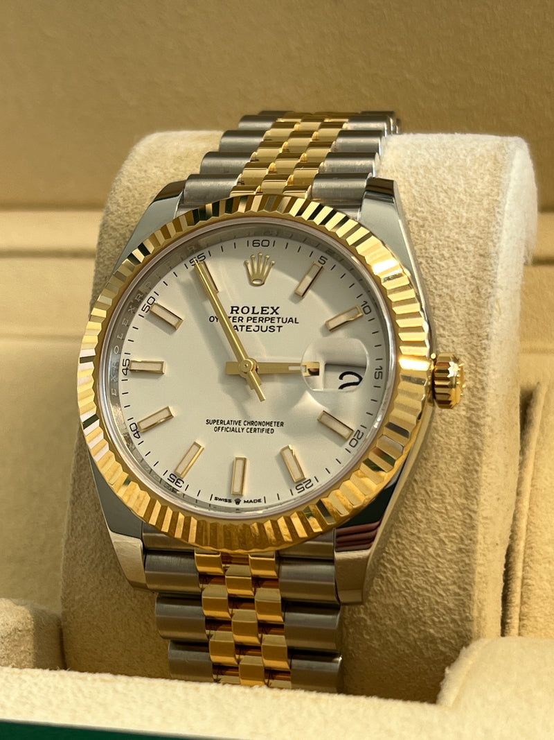 Rolex - Pre-owned Two Tone Yellow Gold Datejust 41mm White Dial 126333
