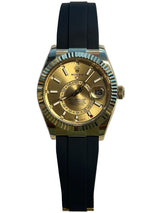 Rolex - Pre-owned Yellow Gold Sky-Dweller Champagne Dial Oysterflex 326238