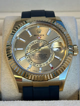 Rolex - Pre-owned Yellow Gold Sky-Dweller Champagne Dial Oysterflex 326238