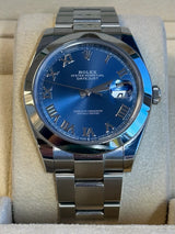 Rolex - Pre-owned Datejust 41 Blue Roman Dial Oyster Bracelet 126300