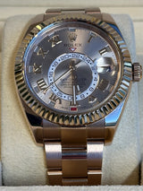 Rolex - Pre-owned Rose Gold Sky-Dweller Sundust Roman Dial Oyster Bracelet 326935