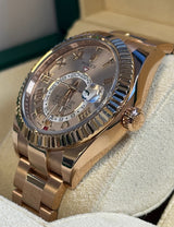 Rolex - Pre-owned Rose Gold Sky-Dweller Sundust Roman Dial Oyster Bracelet 326935