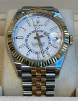 Rolex - Pre-owned Two Tone Yellow Gold Sky-Dweller White Dial Jubilee Bracelet 336933