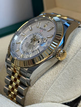 Rolex - Pre-owned Two Tone Yellow Gold Sky-Dweller White Dial Jubilee Bracelet 336933