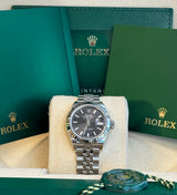 Rolex - Pre-owned Stainless Steel Lady-Datejust 28mm Dark Grey Index Dial Jubilee Bracelet 279174