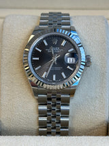 Rolex - Pre-owned Stainless Steel Lady-Datejust 28mm Dark Grey Index Dial Jubilee Bracelet 279174