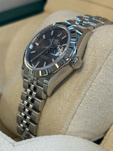 Rolex - Pre-owned Stainless Steel Lady-Datejust 28mm Dark Grey Index Dial Jubilee Bracelet 279174