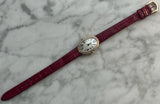 Cartier - Pre-owned Cartier Baignoire Mini Diamond Bezel Leather Strap WB520028