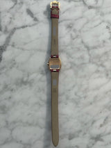 Cartier - Pre-owned Cartier Baignoire Mini Diamond Bezel Leather Strap WB520028