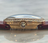 Cartier - Pre-owned Cartier Baignoire Mini Diamond Bezel Leather Strap WB520028