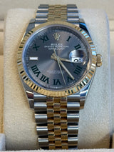 Rolex - Pre-owned Two Tone Yellow Gold Datejust 36 Wimbledon Dial Jubilee Bracelet 126233