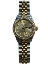 Rolex - Pre-owned Two Tone Yellow Gold Lady-Datejust 28mm Champagne Diamond Dial Diamond Bezel Jubilee Bracelet 279383RBR