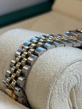 Rolex - Pre-owned Two Tone Yellow Gold Lady-Datejust 28mm Champagne Diamond Dial Diamond Bezel Jubilee Bracelet 279383RBR