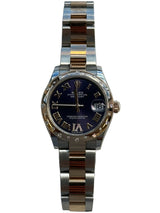 Rolex - Pre-owned Two Tone Rose Gold Datejust 31 Purple Diamond VI Dial Diamond Bezel Oyster Bracelet 278341RBR