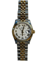 Rolex - Pre-owned Two Tone Yellow Gold Datejust 31 White Roman Dial Jubilee Bracelet 278243
