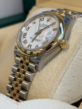 Rolex - Pre-owned Two Tone Yellow Gold Datejust 31 White Roman Dial Jubilee Bracelet 278243