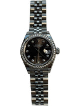 Rolex - Pre-owned Stainless Steel Lady-Datejust 28mm Rhodium Diamond Dial Diamond Bezel Jubilee Bracelet 279384RBR