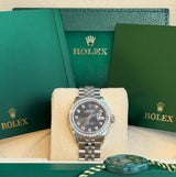 Rolex - Pre-owned Stainless Steel Lady-Datejust 28mm Rhodium Diamond Dial Diamond Bezel Jubilee Bracelet 279384RBR