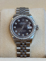 Rolex - Pre-owned Stainless Steel Lady-Datejust 28mm Rhodium Diamond Dial Diamond Bezel Jubilee Bracelet 279384RBR