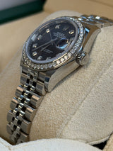 Rolex - Pre-owned Stainless Steel Lady-Datejust 28mm Rhodium Diamond Dial Diamond Bezel Jubilee Bracelet 279384RBR