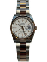 Rolex - Pre-owned Two Tone Rose Gold Datejust 36 White Index Dial Oyster Bracelet 126231