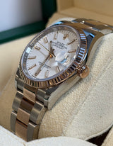 Rolex - Pre-owned Two Tone Rose Gold Datejust 36 White Index Dial Oyster Bracelet 126231