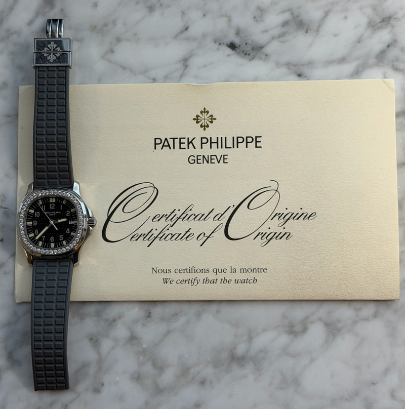 Patek Philippe - Pre-owned Aquanaut Black Dial Diamond Bezel 5067A
