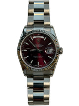 Rolex - Pre-owned White Gold Day-Date 36 HEBREW Day Wheel CHERRY Dial 118239