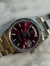 Rolex - Pre-owned White Gold Day-Date 36 HEBREW Day Wheel CHERRY Dial 118239