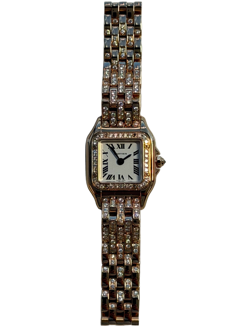 Cartier - Unworn Panthère De Cartier Mini 25 x 18.5mm White Dial Diamond Bezel Diamond Bracelet WJPN0063
