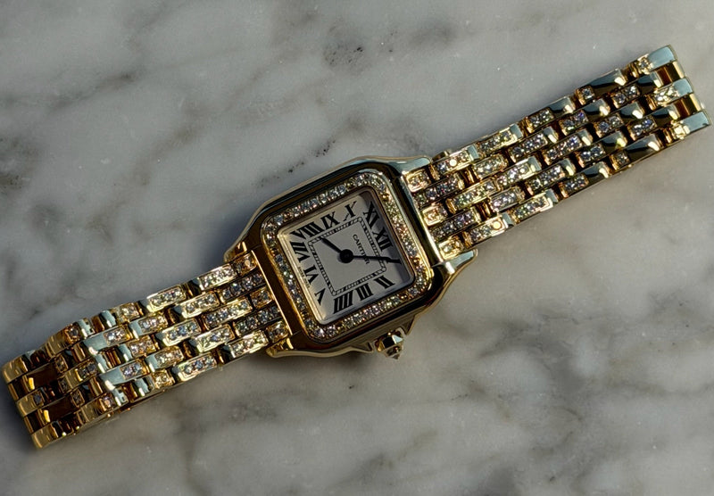 Cartier - Unworn Panthère De Cartier Small 30.3 x 22mm White Dial Diamond Bezel Diamond Bracelet WJPN0059
