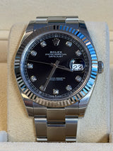 Rolex - Unworn Datejust 41 Black Diamond Dial Oyster Bracelet 126334 with STICKERS