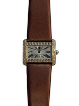 Cartier - Pre-owned Yellow Gold Tank Divan 32 x 25mm Silver Dial Diamond Bezel WA301071