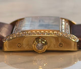 Cartier - Pre-owned Yellow Gold Tank Divan 32 x 25mm Silver Dial Diamond Bezel WA301071